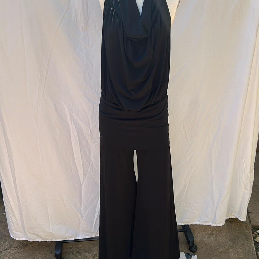 Frederick's of Hollywood Black Backless Halter Jumpsuit Size Large - Picture 2 of 7